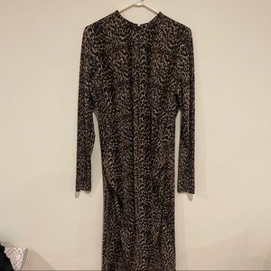 Christian siriano long sleeve leopard cheetah dress
